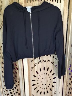 Better Be Black Cropped Zip Hoodie